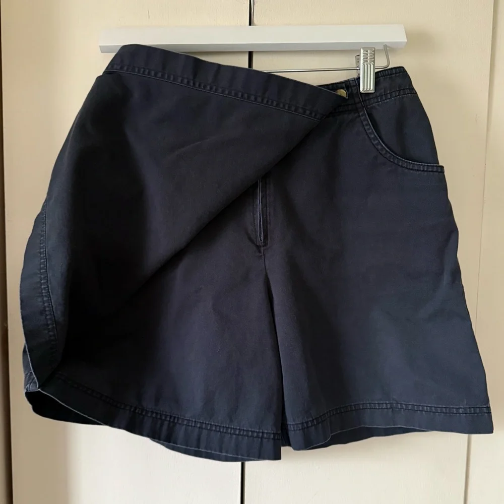 Vintage Rafaella Navy Wrap Skirt Skort with Button Detail Size 10 100% Cotton - Picture 5 of 6